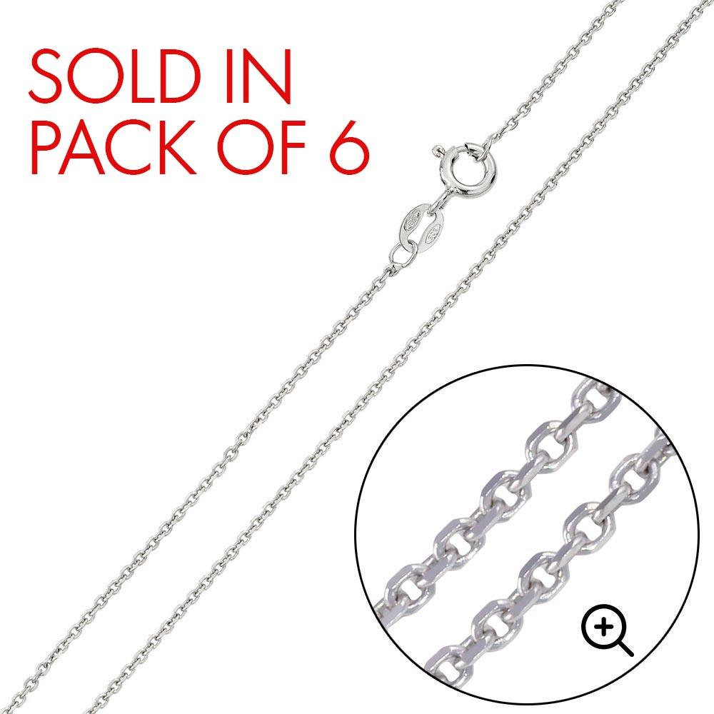 Silver 925 Rhodium Plated Diamond Cut Anchor 035 Chain 1.35mm - CH235 RH