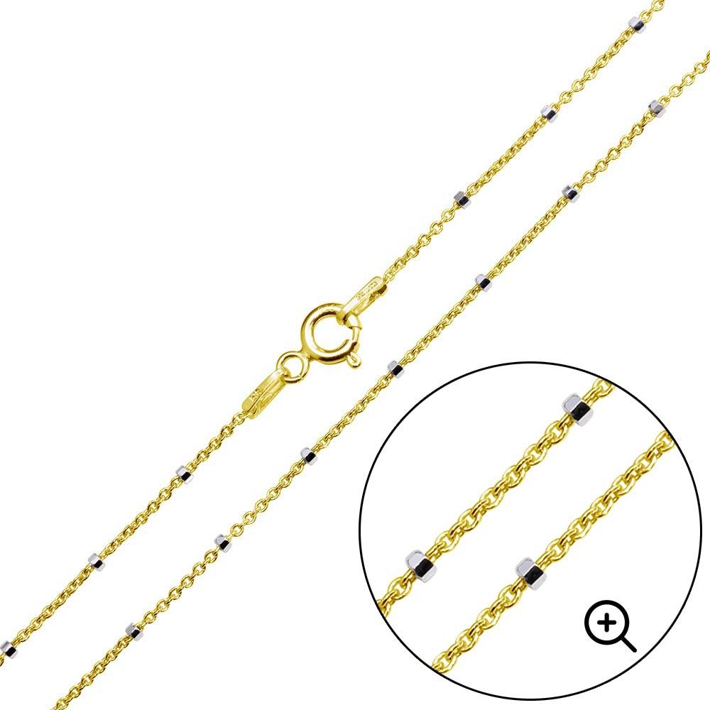 Silver 925 Gold Plated Diamond Cut Beaded Chains 1.4mm - CH379 GP
