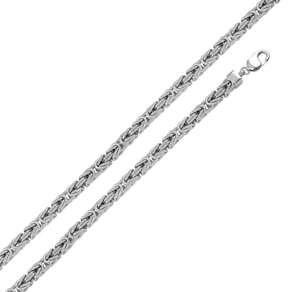 Silver 925 Rhodium Plated Hollow Byzantine Chain 7mm - CHHW110 RH | Silver Palace Inc.