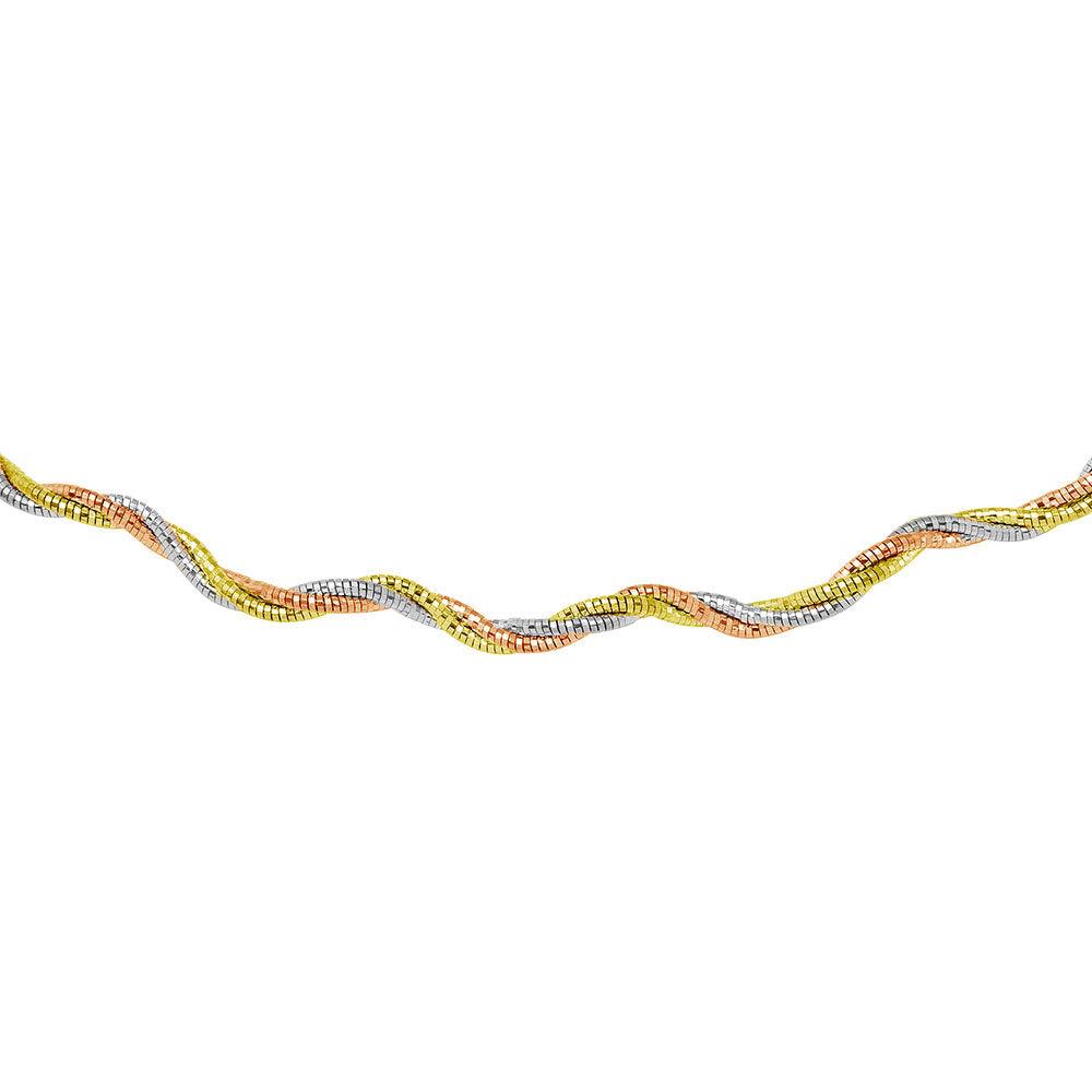 Silver 925 3 Layer Wave Omega Spring Chain 3 Toned Plated 2.7mm - CH921 MUL | Silver Palace Inc.