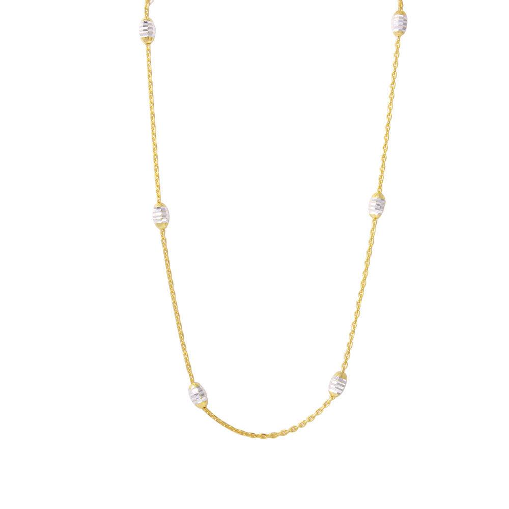 Silver 925 36" Diamond Cut Oval Gold Plated Italian Necklace - CHN00001GP | Silver Palace Inc.
