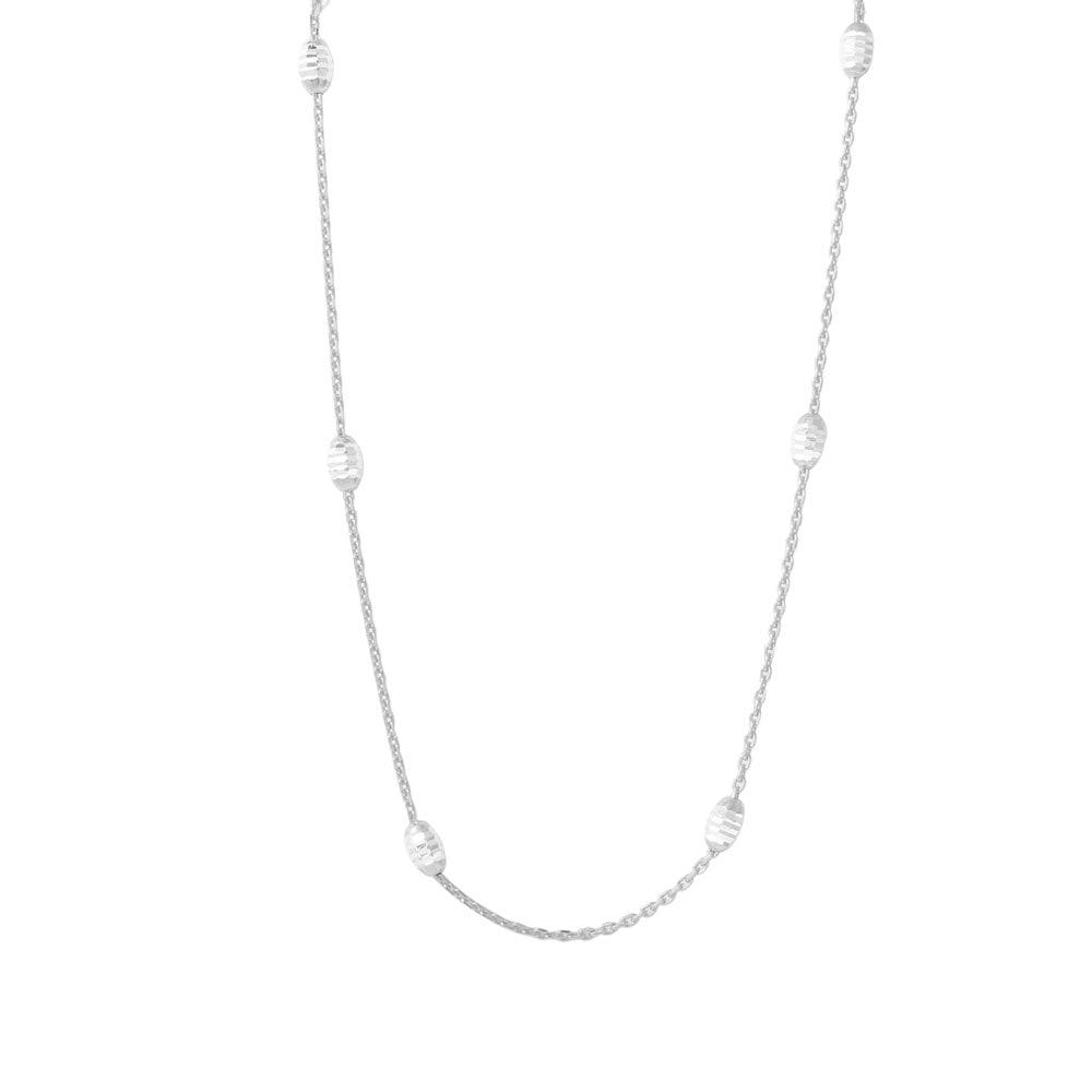 Silver 925 36" Diamond Cut Oval Rhodium Plated Italian Necklace - CHN00001RH | Silver Palace Inc.