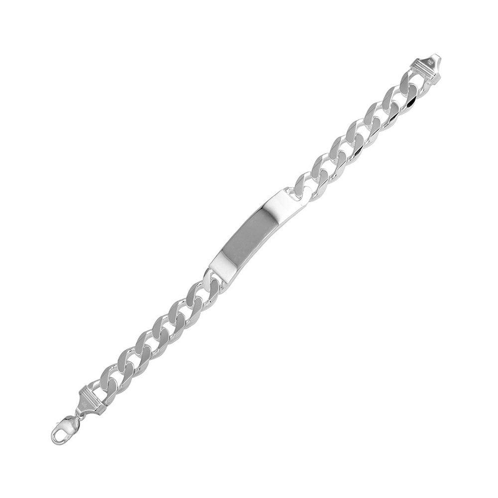 Silver 925 Engravable ID Super Flat Curb 250 Bracelet 10mm - ID-CURB250 | Silver Palace Inc.