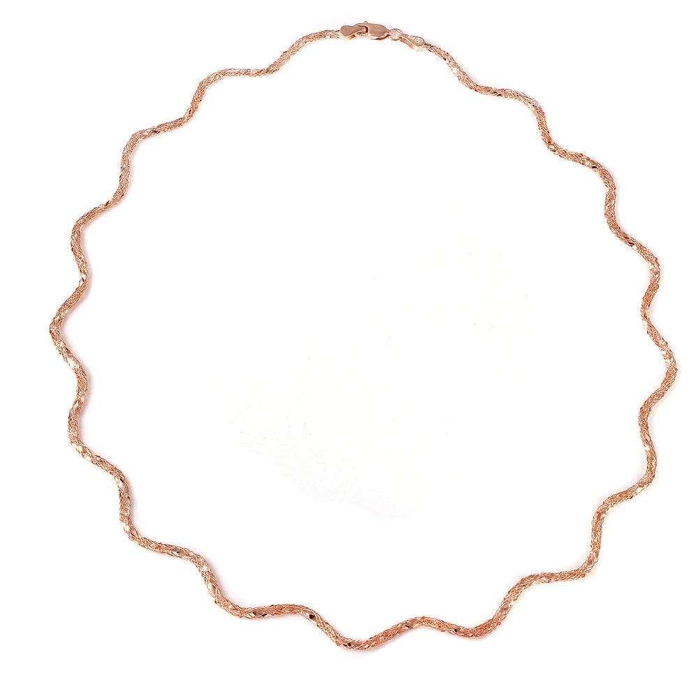 Silver 925 Rose Gold Plated Wavy Italian Snake Necklace - DIN00002RGP | Silver Palace Inc.