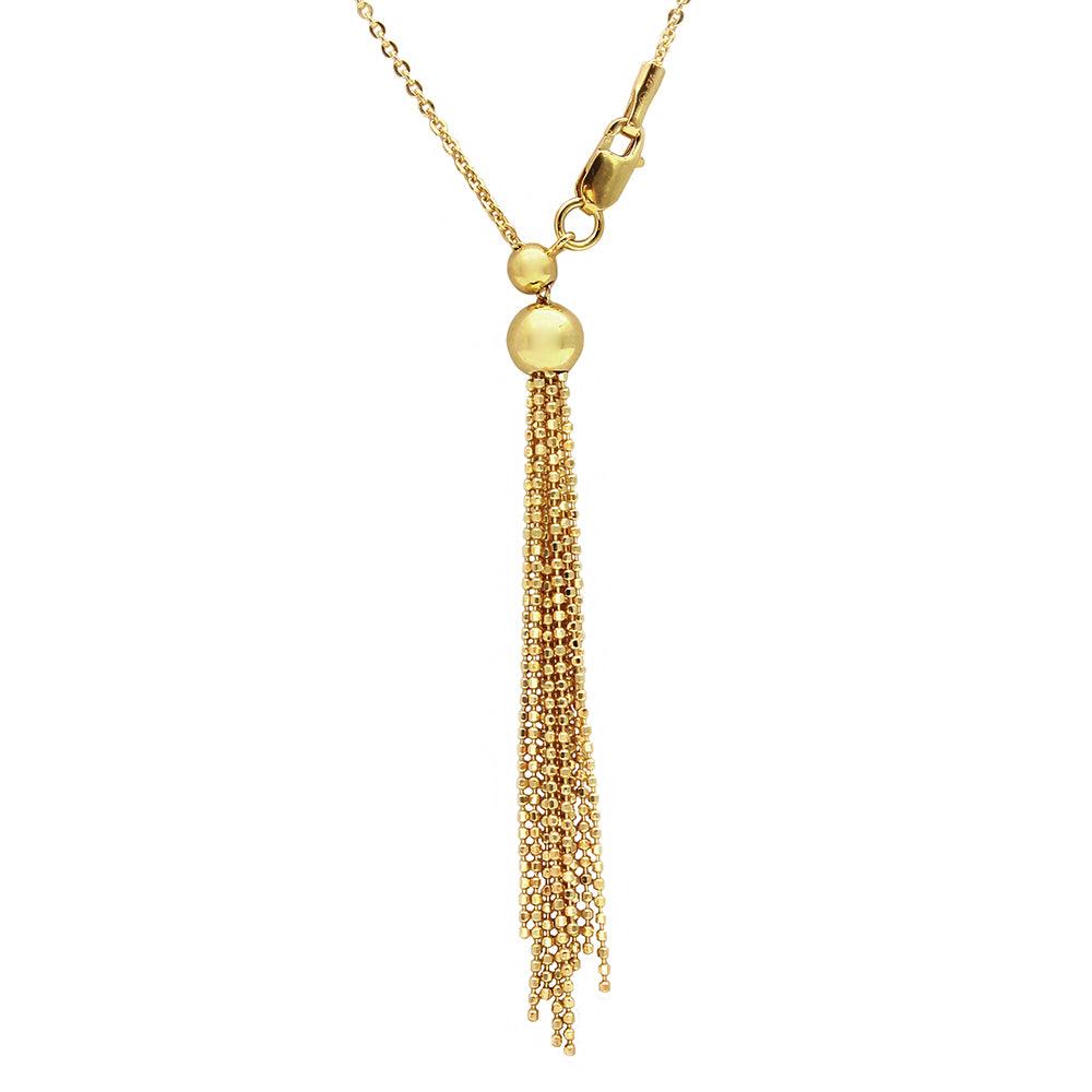 Silver 925 Gold Plated Adjustable Multi Strands Beaded Drop Slider Chain - DIN00062GP | Silver Palace Inc.