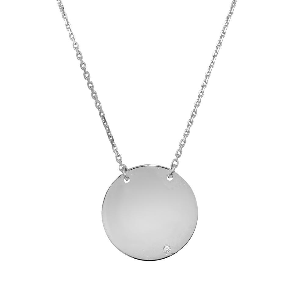 Silver 925 Rhodium Plated Small Round Disc - DIN00091RH | Silver Palace Inc.