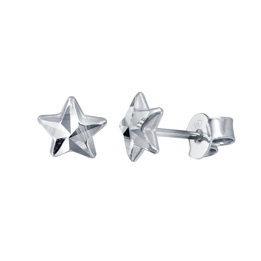 Silver 925 Rhodium Plated DC Star Earrings - ECE00048RH | Silver Palace Inc.