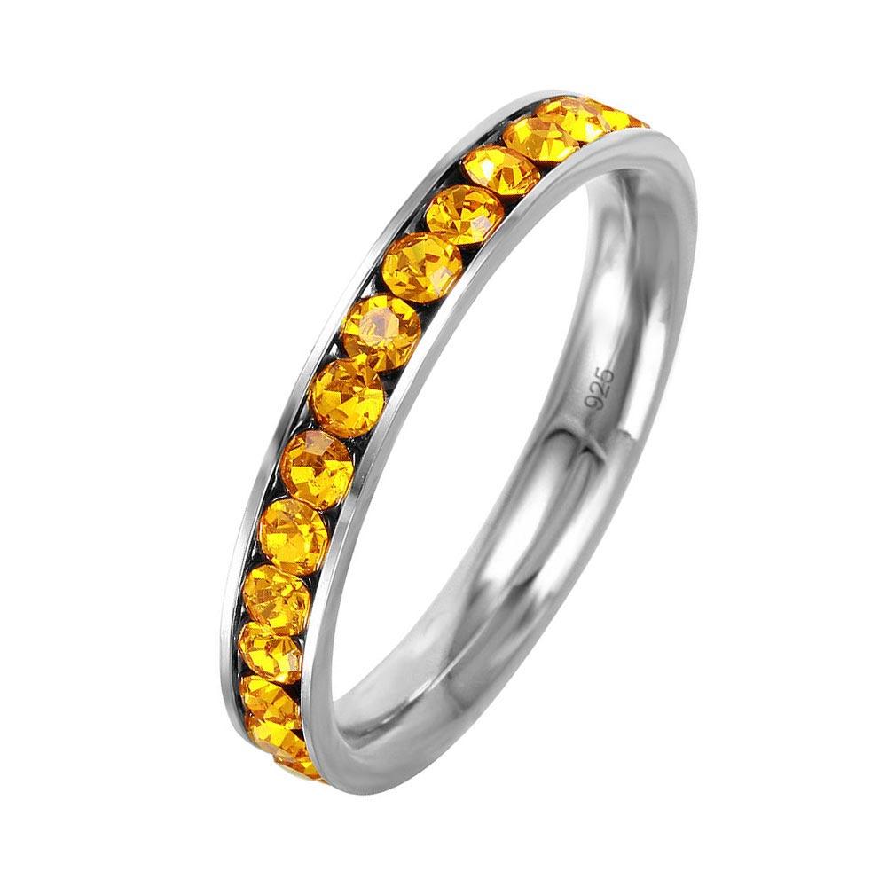 Silver 925 Rhodium Plated Birthstone November Channel Eternity Band - ETRY-NOV | Silver Palace Inc.