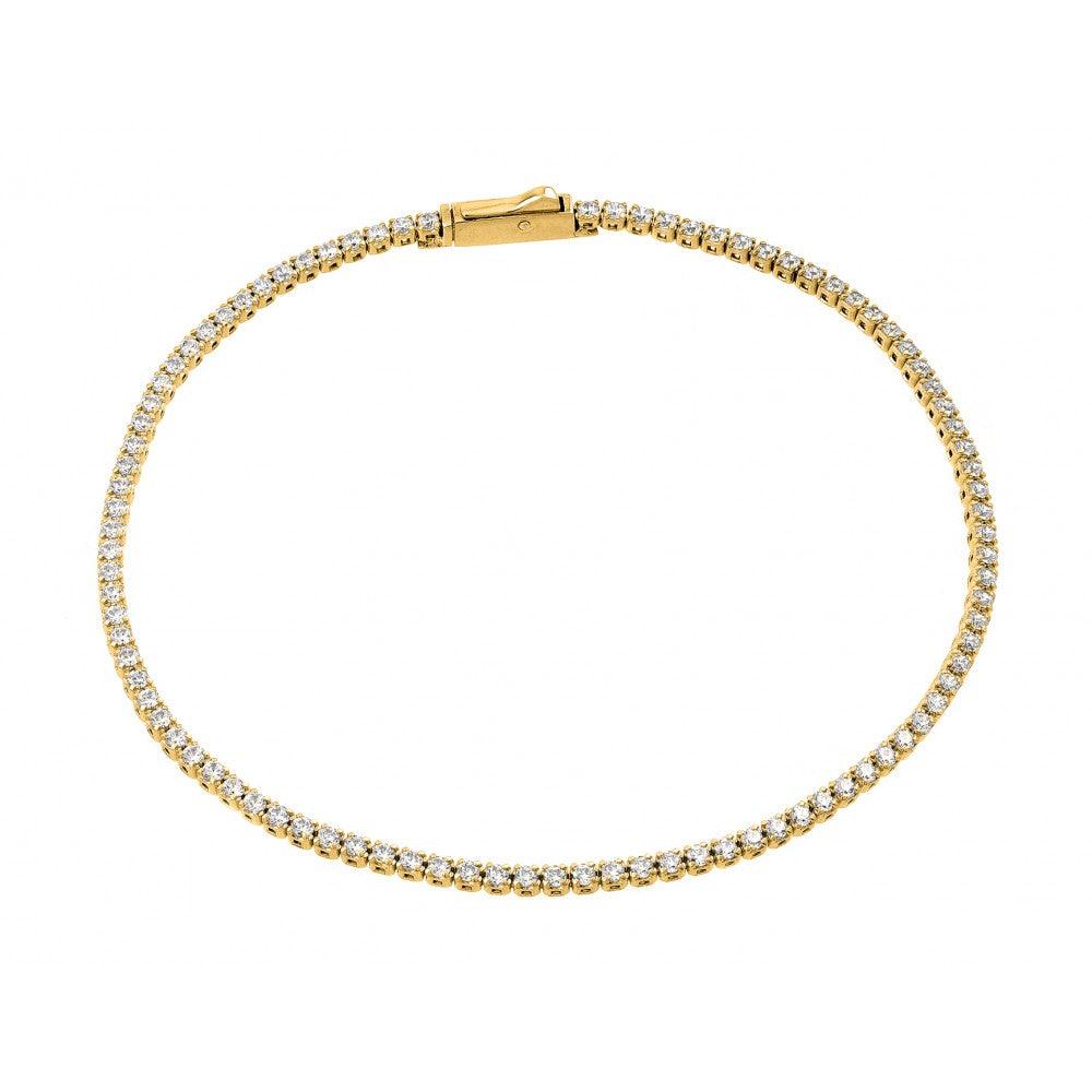 Silver 925 Gold Plated Multiple 1.7mm Circle Clear Tennis Micro Pave CZ Bracelet - GMB00009GP | Silver Palace Inc.