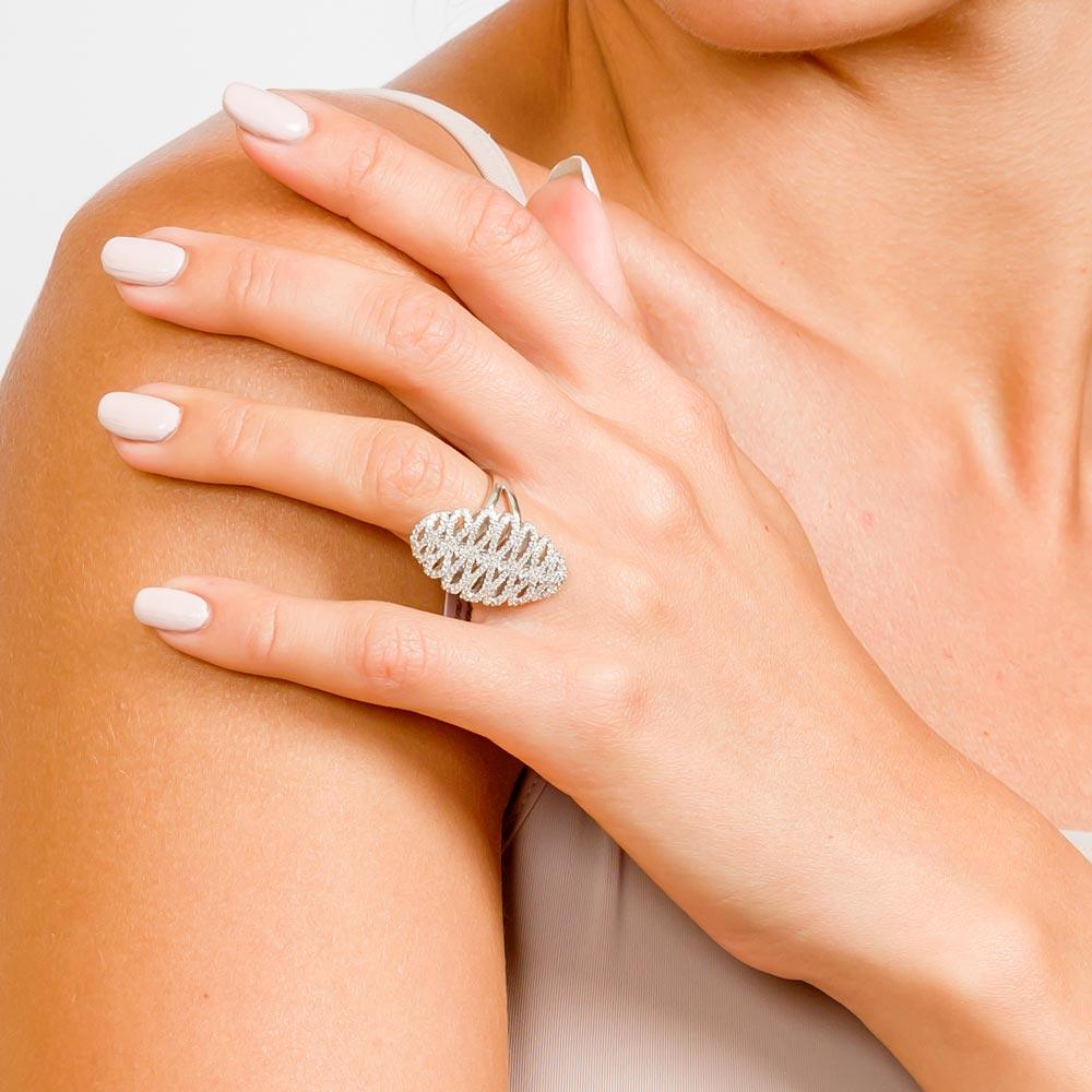 Silver 925 Rhodium Plated Micro Pave CZ Ring - GMR00024