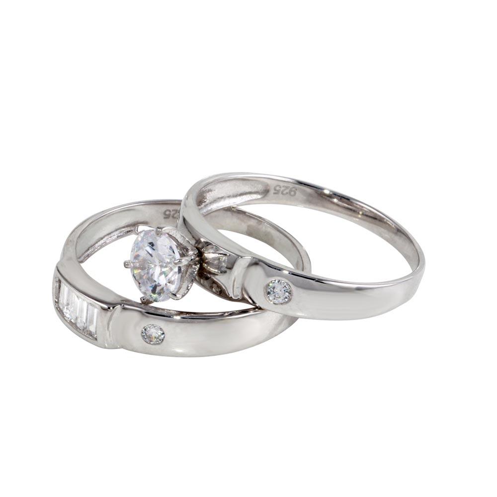 Silver 925 Rhodium Plated Double Stack CZ Ring - GMR00118