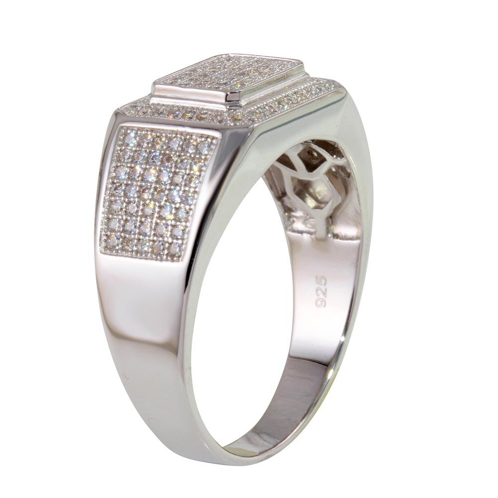 Silver 925 Rhodium Plated Men's Ring with CZ - GMR00223