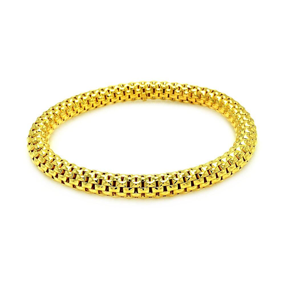 Closeout Silver 925 Gold Plated Box Link Stretchable Italian Bracelet - ITB00007GP | Silver Palace Inc.