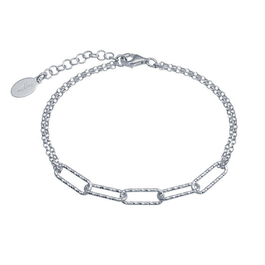 Silver 925 Rhodium Plated Diamond Cut Link Chain Bracelet - ITB00312-RH | Silver Palace Inc.