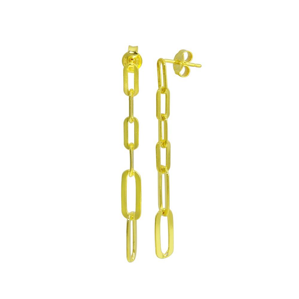 Silver 925 Gold Plated Dangling Paperclip Earrings - ITE00088-GP | Silver Palace Inc.