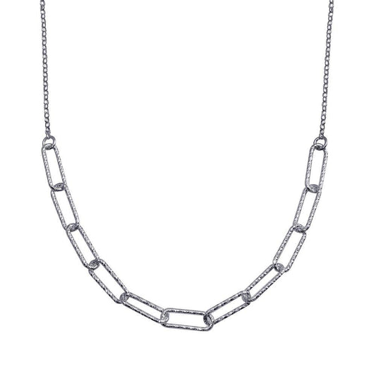 Silver 925 Rhodium Plated Diamond Cut Link Chain Necklace - ITN00135-RH | Silver Palace Inc.