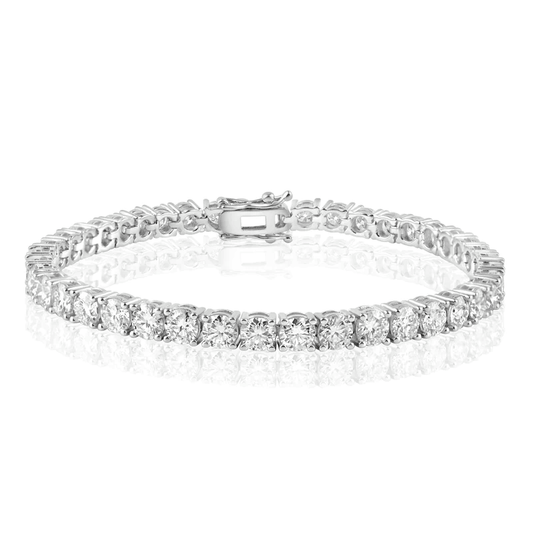 Silver 925 Rhodium Plated Moissanite Stone 3mm Tennis Bracelet - MGMB00107 | Silver Palace Inc.