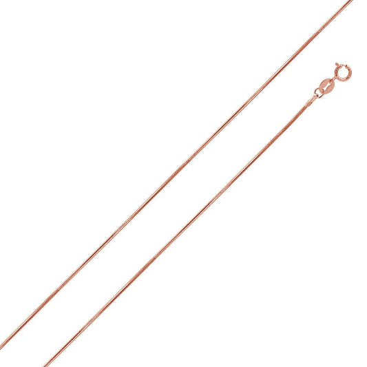 Silver 925 Rose Gold Plated Snake 8 Sided 015 Chain 0.7mm - CH179 RGP | Silver Palace Inc.