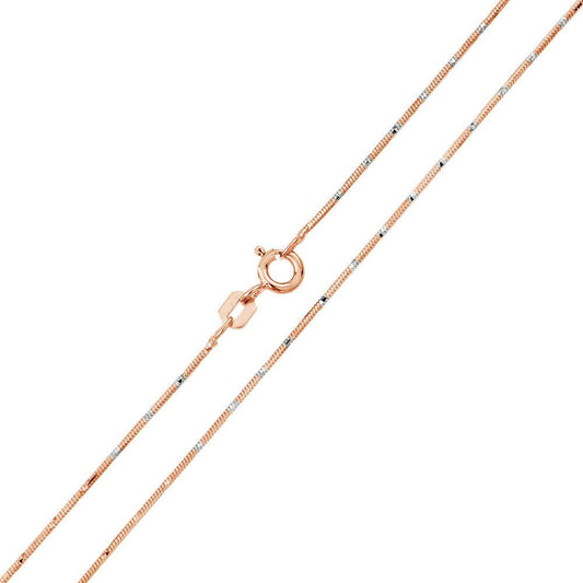 Silver 925 Rose Gold Plated 8 Sided Snake DC 025 Chain 0.8mm - CH173 RGP | Silver Palace Inc.