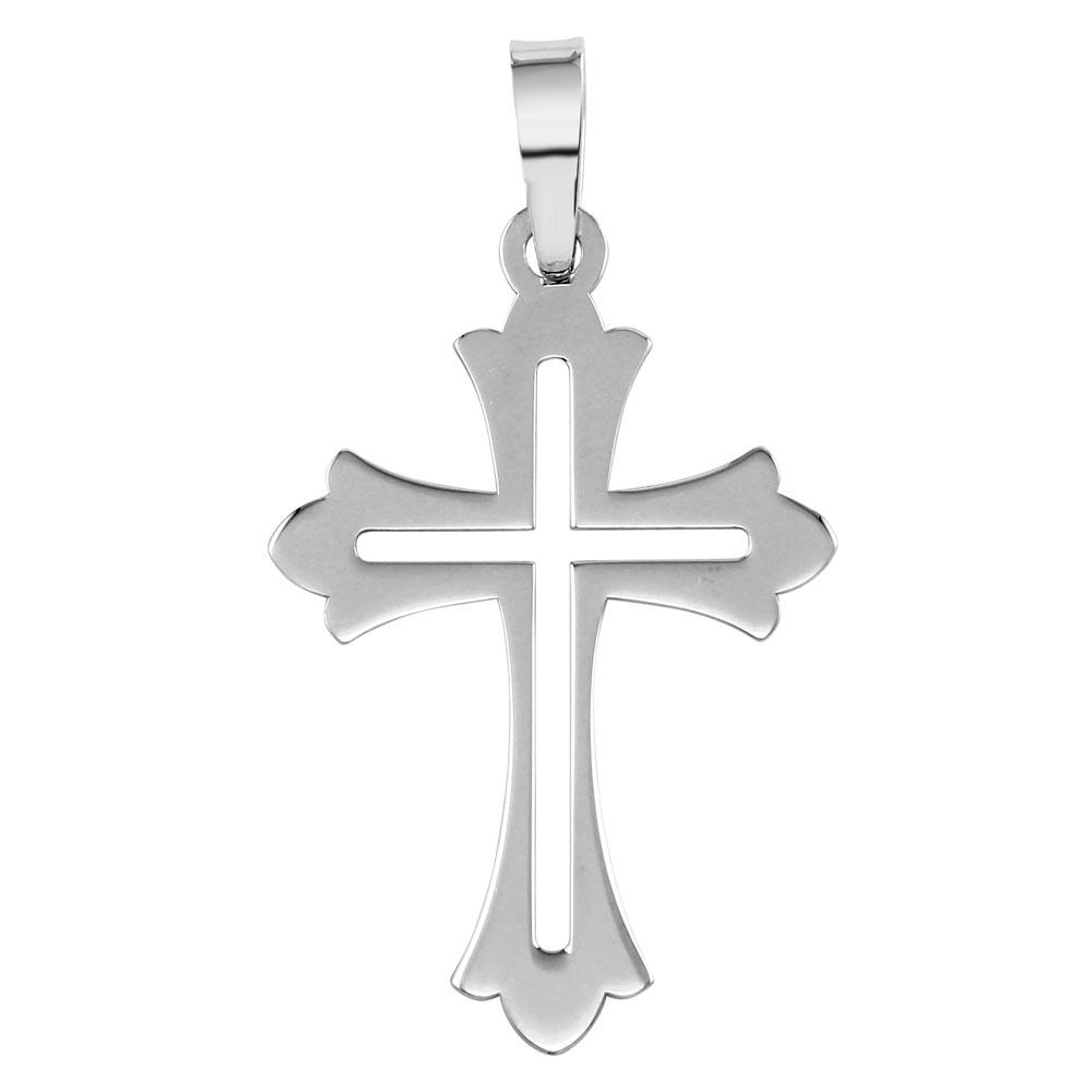 Silver 925 Rhodium Plated Open Cross Pendant - SOP00067 | Silver Palace Inc.