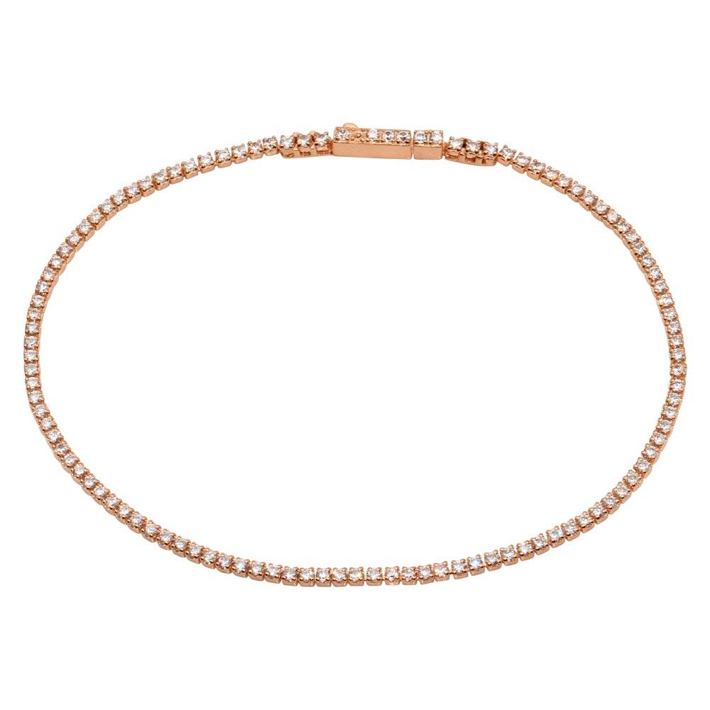Silver 925 Rose Gold Plated Tennis Bracelet with CZ Stones - STB00558RGP | Silver Palace Inc.