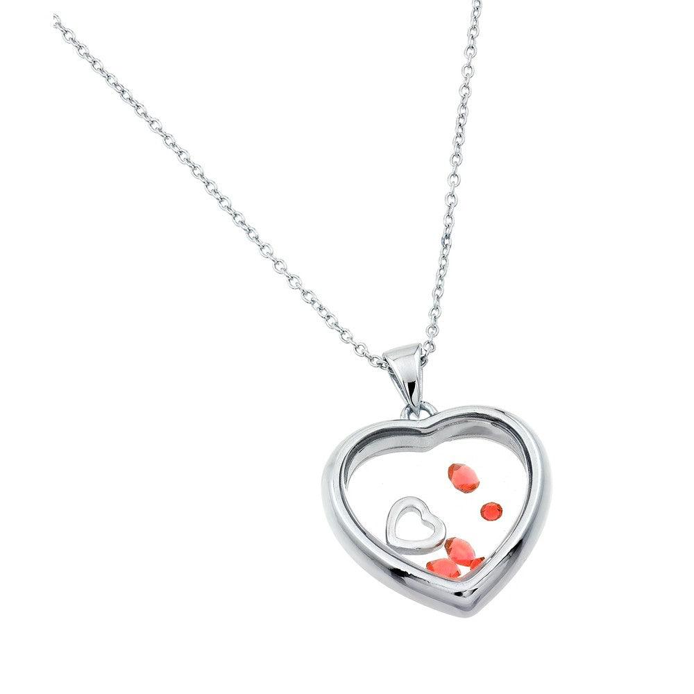 Silver 925 Rhodium Plated Birthstone Heart Pendant - STP01469