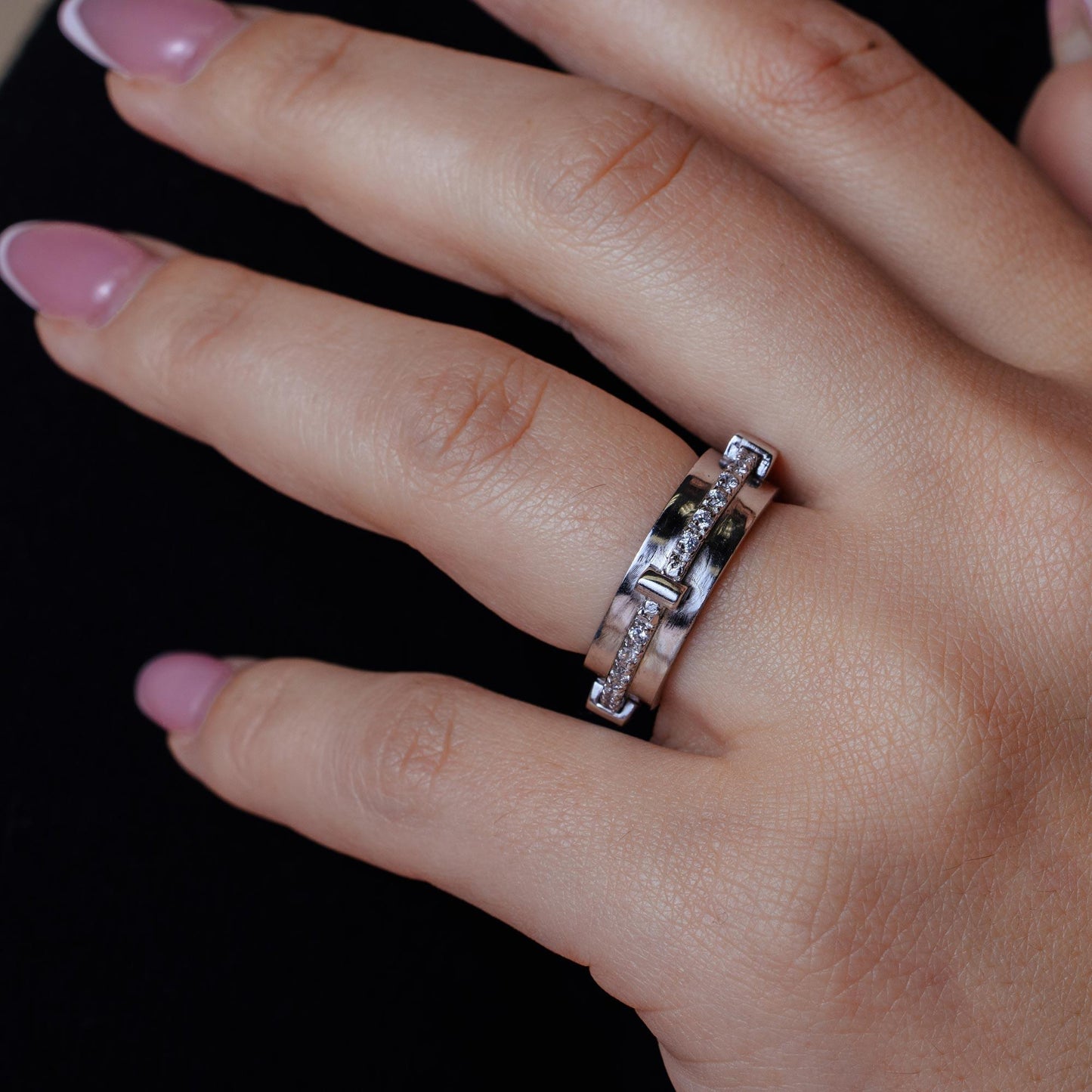 Closeout-Silver 925 Rhodium Plated CZ Crown Ring - STR00190