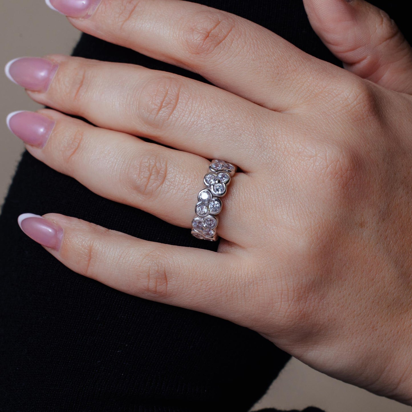 Closeout-Silver 925 Rhodium Plated 2 Princess Cut CZ Ring - STR00245