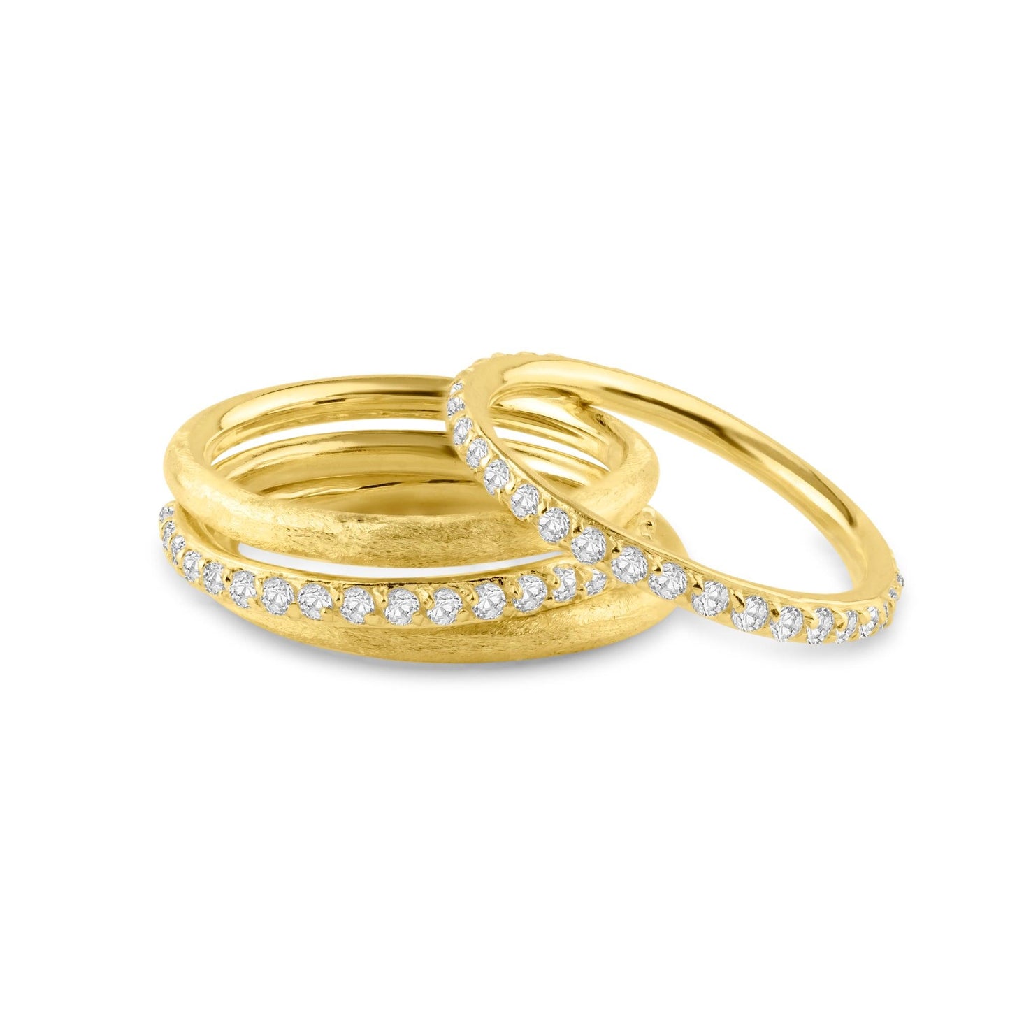 Silver 925 Gold Plated CZ Ring Set - STR00517GP