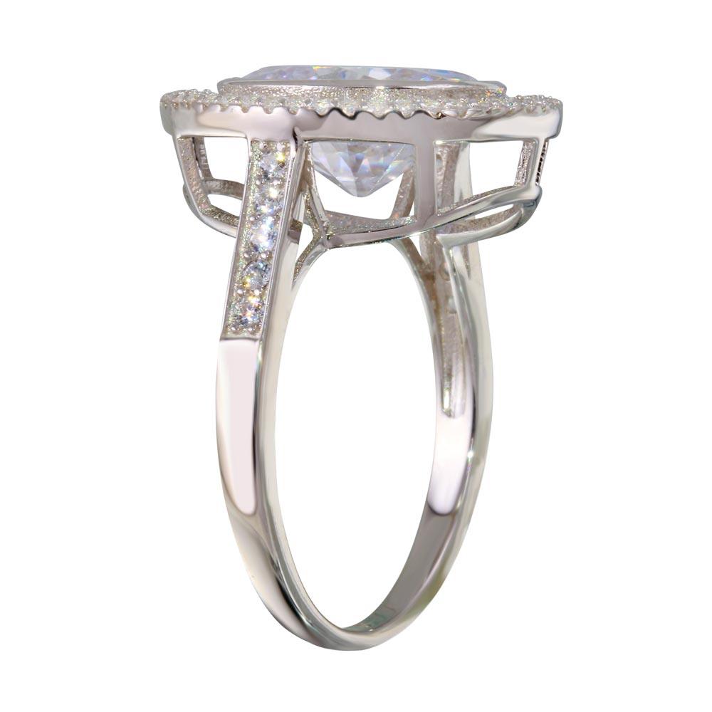 Silver 925 Rhodium Plated Round CZ Ring - STR01088