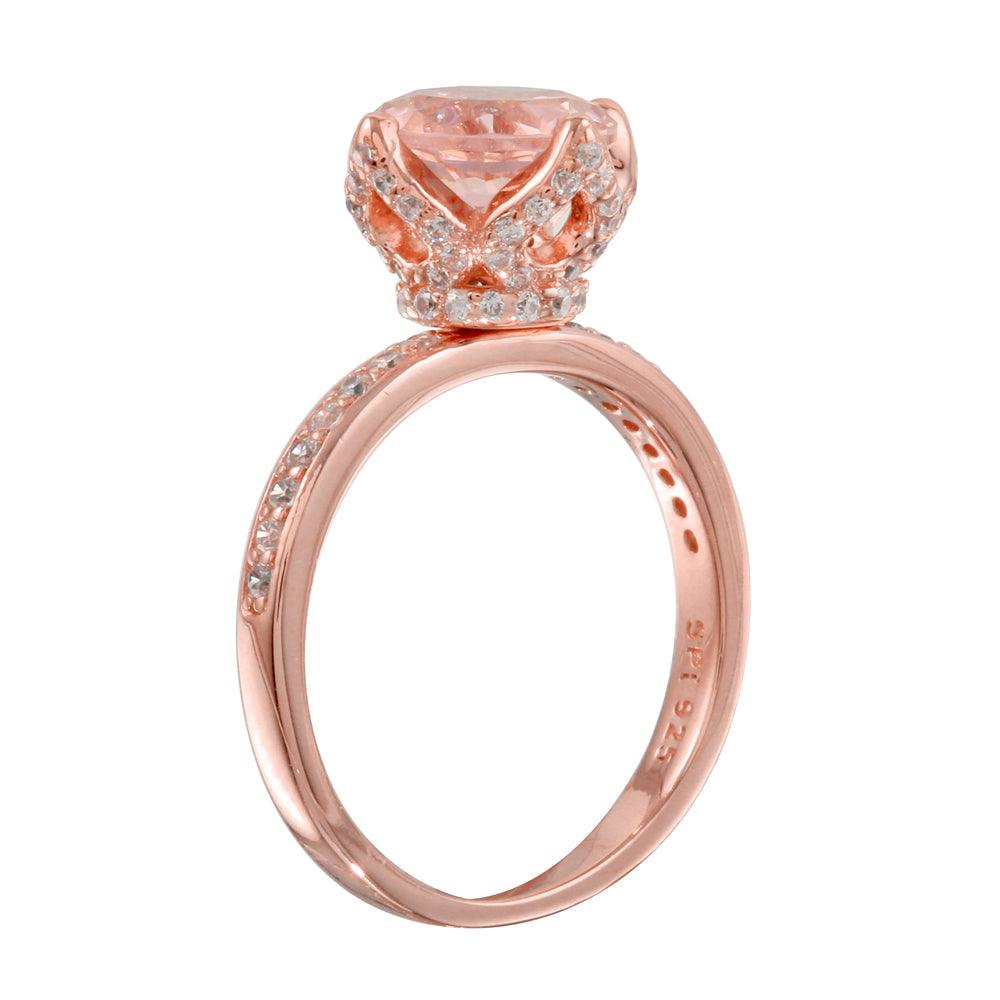 Silver 925 Rose Gold Plated CZ Ring - STR01099