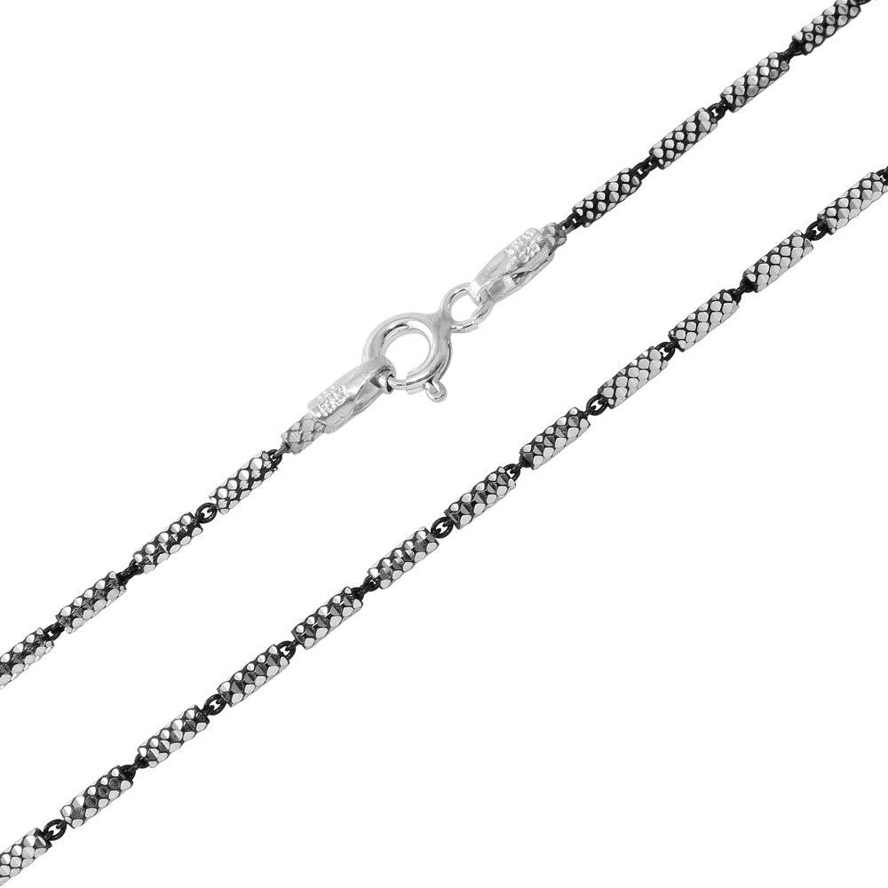 Silver 925 Black Rhodium Plated Tube 2 Brite Close FT B-W 030 Chain - CH255 BLK | Silver Palace Inc.