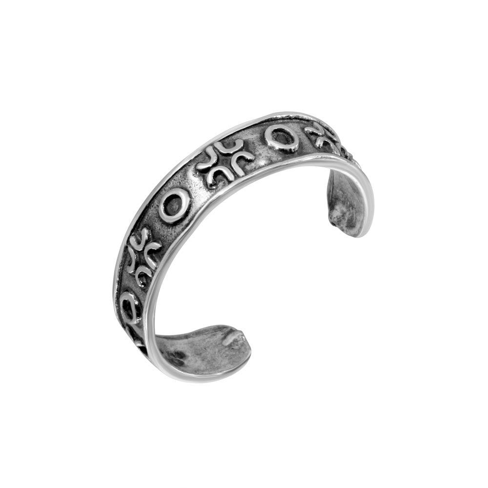 Silver 925 Alternating Circle Cross Toe Ring - TR197-A | Silver Palace Inc.