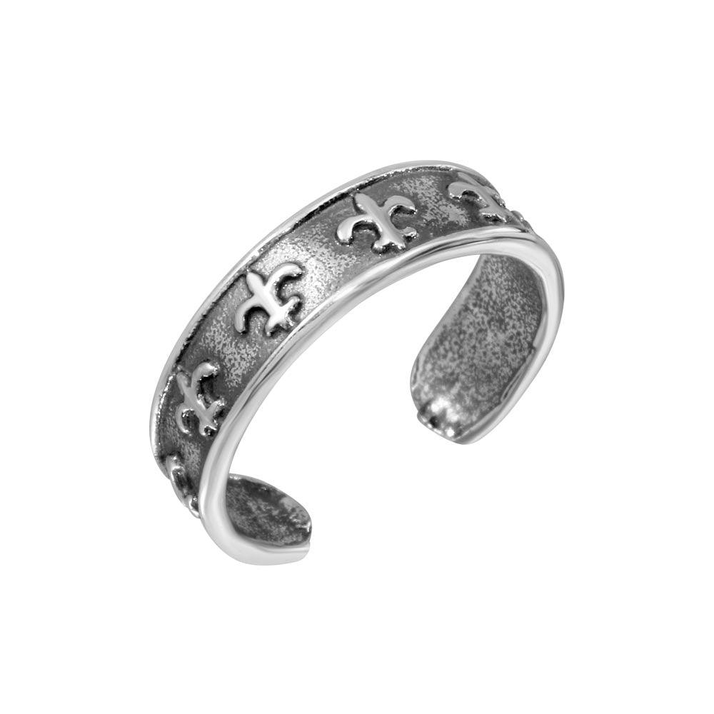Silver 925 Fleur De Lis Crest Adjustable Toe Ring - TR202-A | Silver Palace Inc.