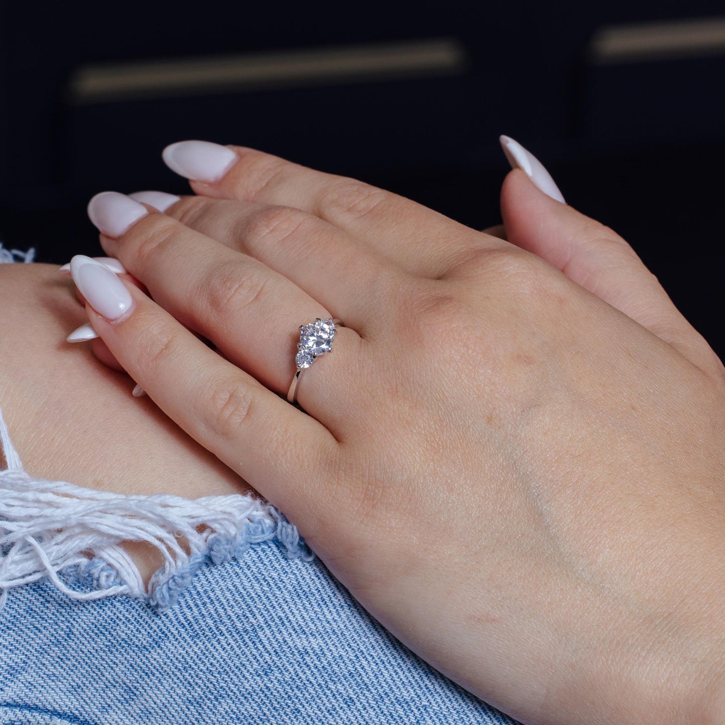 Silver 925 Rhodium Plated Round CZ Past Present Future Ring - BGR01062