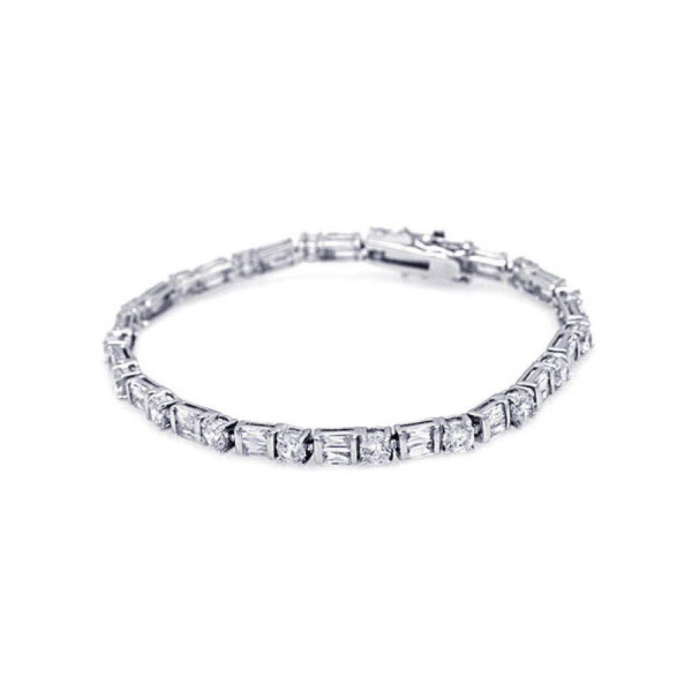 Silver 925 Rhodium Plated Multiple CZ Bracelet - BGB00005 | Silver Palace Inc.