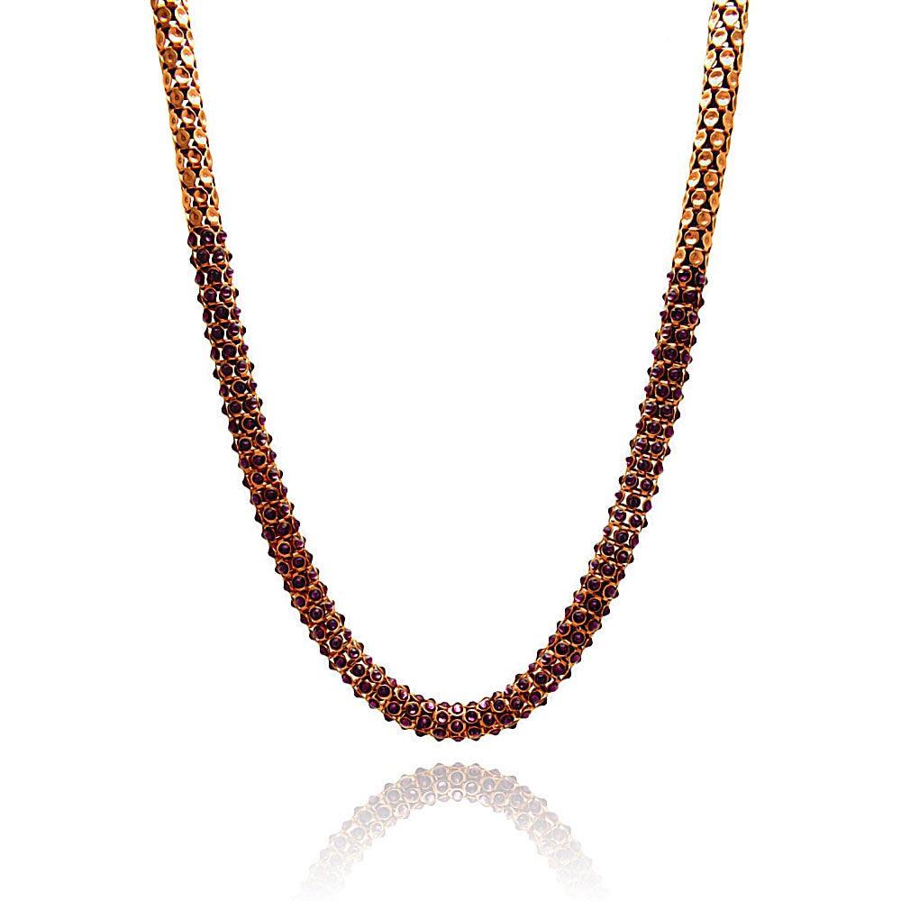 Closeout-Silver 925 CZ Rose Gold Plated Italian Necklace - ITN00042RGP | Silver Palace Inc.