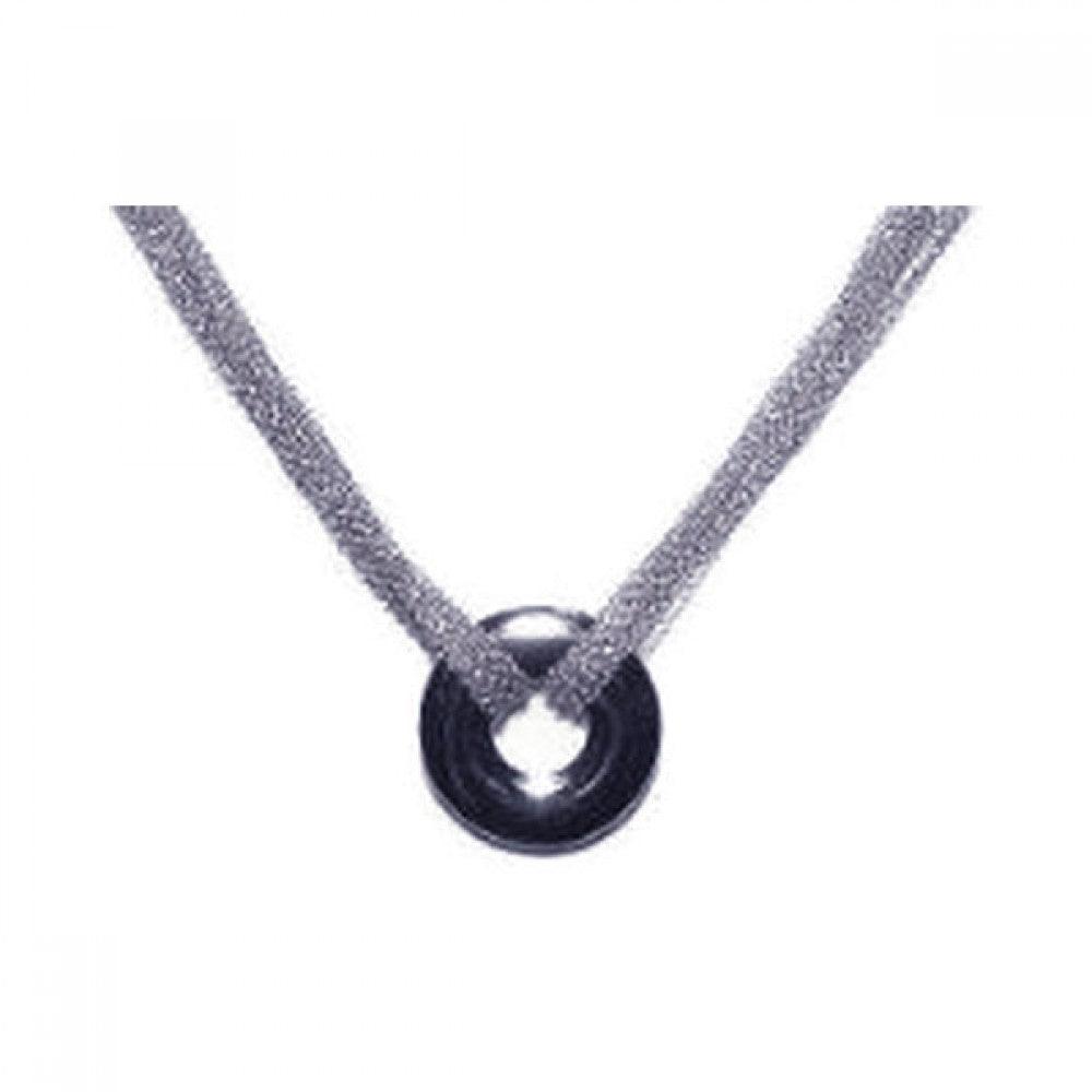 Closeout-Silver 925 Rhodium Plated Open Black Circle Necklace - DSN00001 | Silver Palace Inc.