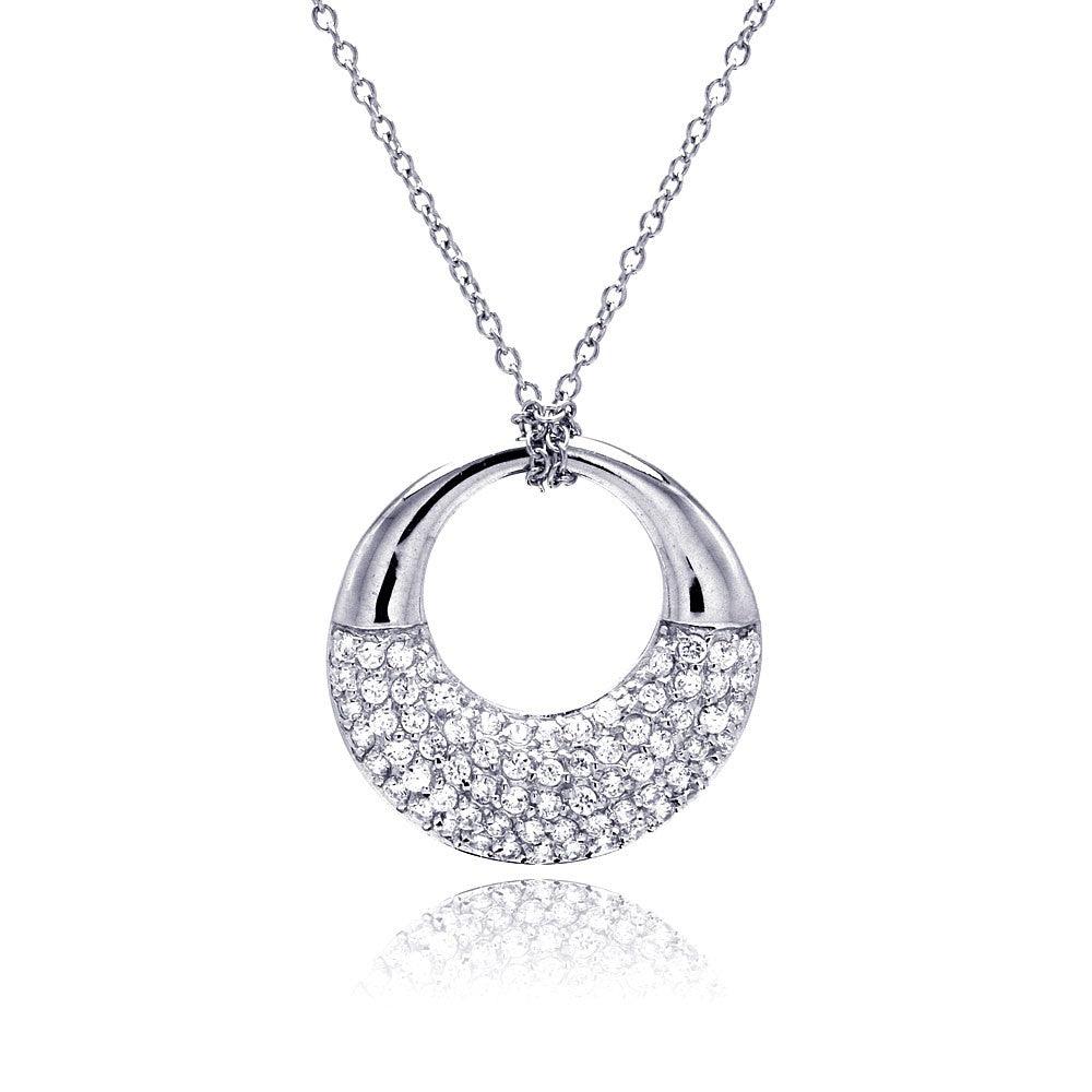 Closeout-Silver 925 Rhodium Plated Clear CZ Ring Pendant Necklace - STP00817CLR | Silver Palace Inc.