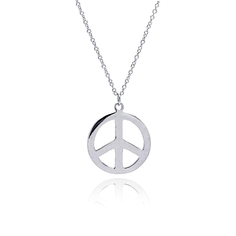 Closeout-Silver 925 Rhodium Plated Peace Pendant Necklace - STP00860