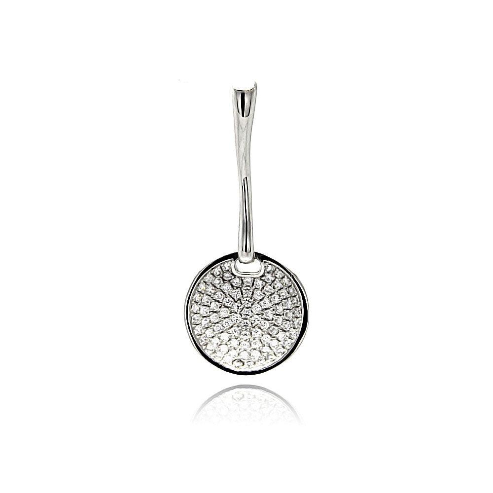 Silver 925 Rhodium Plated Circle Micro Pave CZ Dangling Pendant - ACP00085 | Silver Palace Inc.