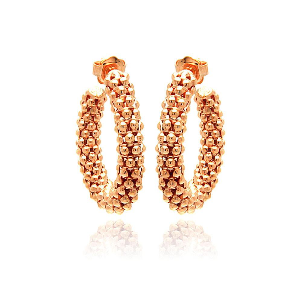 Closeout-Silver 925 Rose Gold Plated Italian Hoop Earrings - ITE00029RGP | Silver Palace Inc.