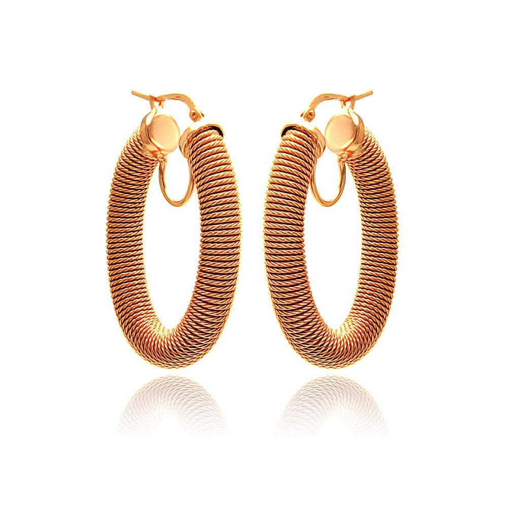 Closeout-Silver 925 Rose Gold Plated Hoop Earrings - ITE00041RGP | Silver Palace Inc.