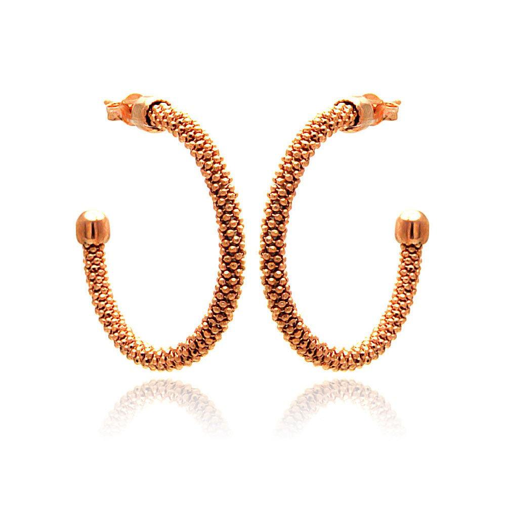 Closeout-Silver 925 Rose Gold Plated Hoop Earrings - ITE00042RGP | Silver Palace Inc.