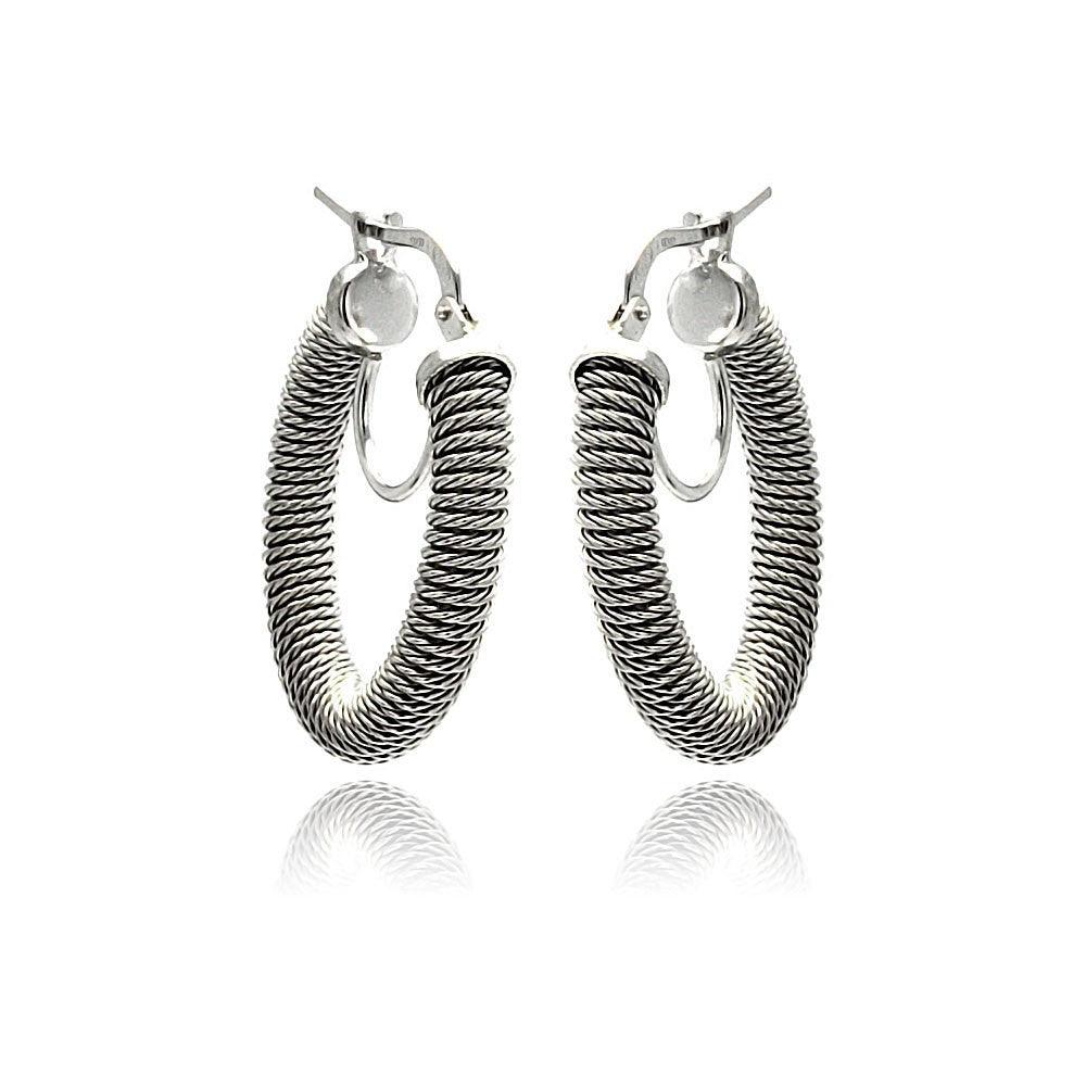 Closeout-Silver 925 Rhodium Plated Hoop Earrings - ITE00043RH | Silver Palace Inc.