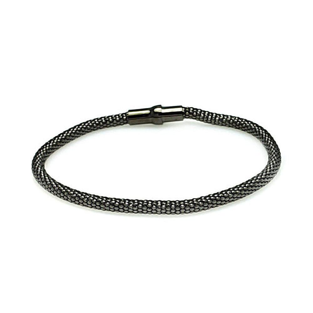 Closeout Silver 925 Black Rhodium Plated Popcorn Chain Italian Bracelet - ITB00005BLK | Silver Palace Inc.