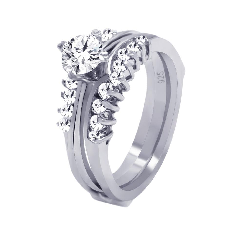 Silver 925 Rhodium Plated CZ Engagement Antique Ring - AAR0036 | Silver Palace Inc.