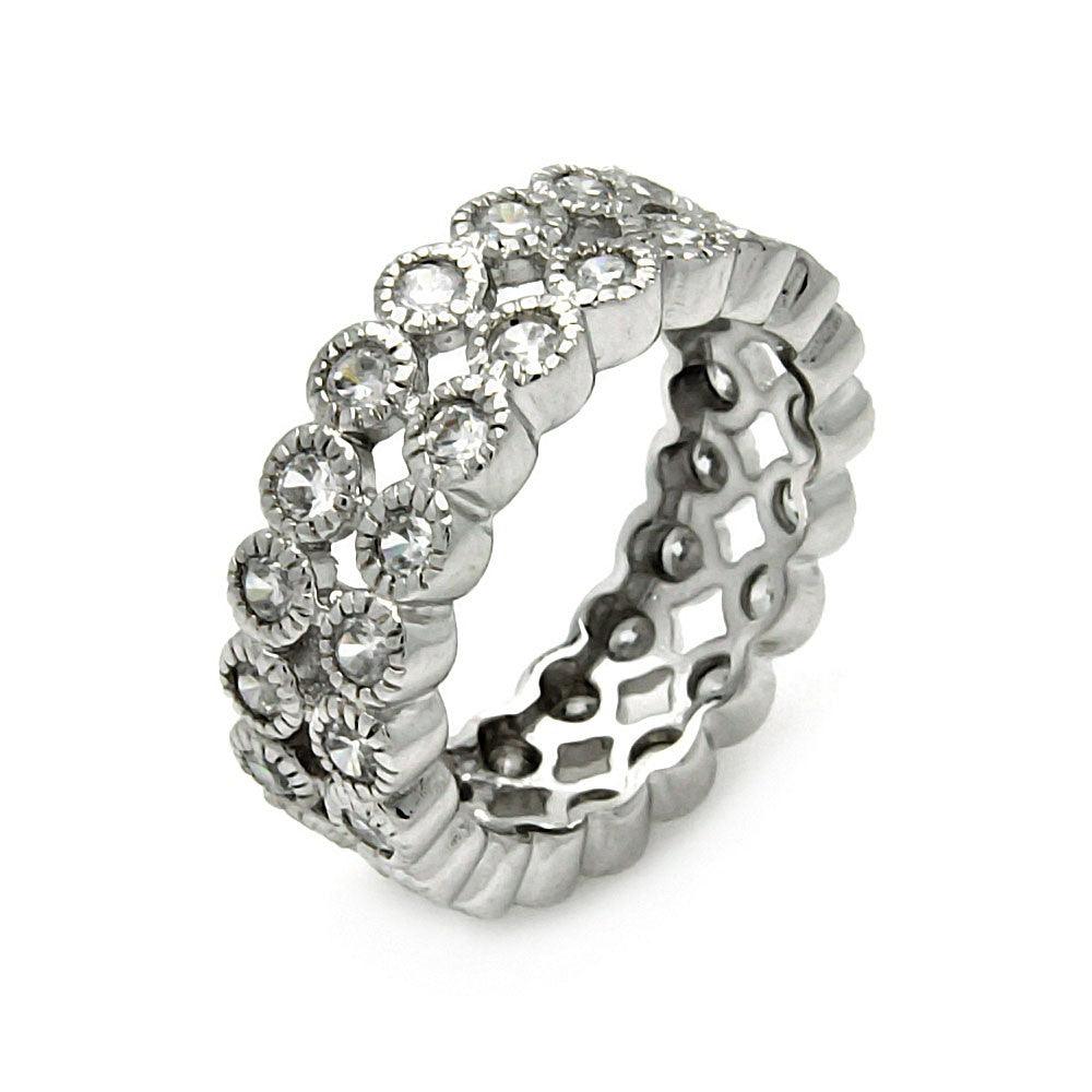 Closeout-Silver 925 Rhodium Plated 2 Row CZ Eternity Ring - STR00118 | Silver Palace Inc.
