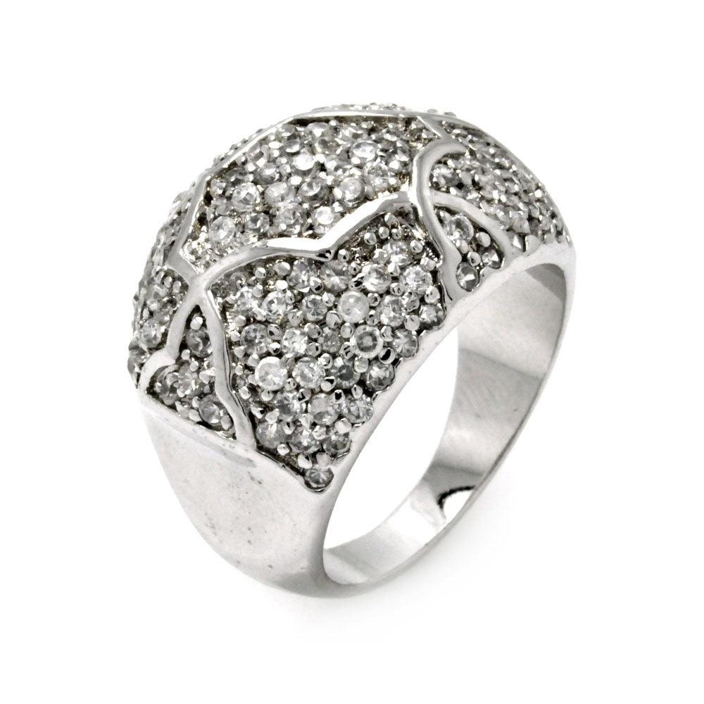 Closeout-Silver 925 Rhodium Plated Pave Set CZ Ring - STR00137