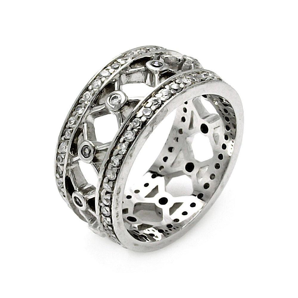 Closeout-Silver 925 Rhodium Plated CZ Eternity Ring - STR00174